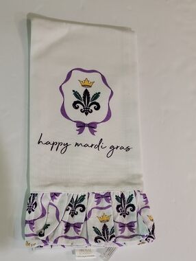 The Royal Standard Mardi Gras Crest Ruffle Hand Towel
